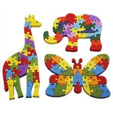 Reversible ABC/123 Puzzle - Elephant or Giraffe